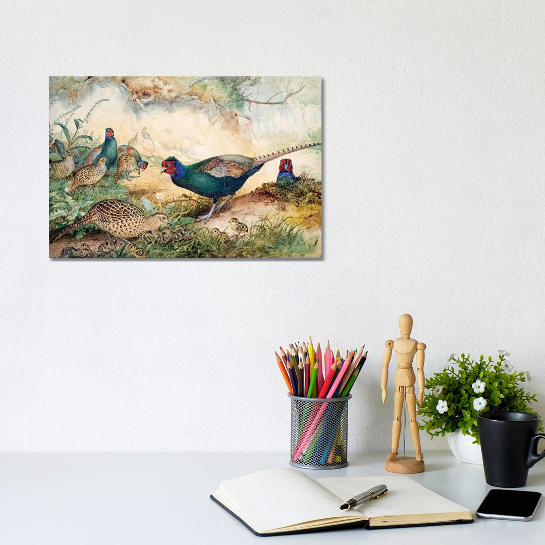 Japanese Pheasants, 1865 by Joseph Wolf - Wrapped Canvas Art Prints