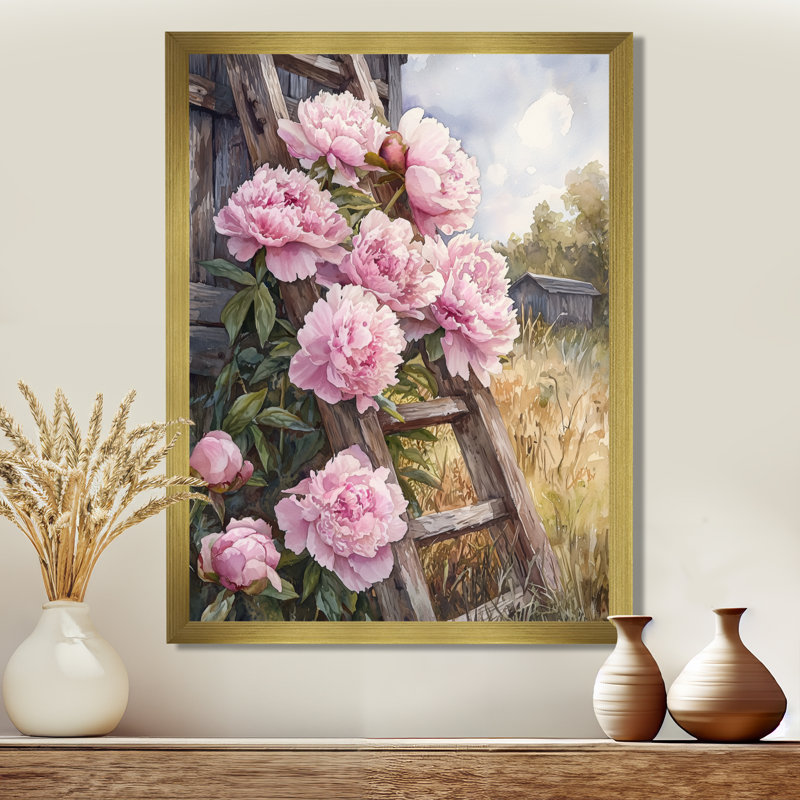 Ellerbe - impressions sur toile florales, H 40 po x l 30 po, Picture Framed, Doré