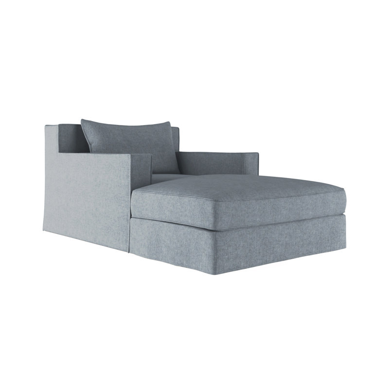 Mulberry Chaise Lounge, Plush Velvet Silver Streak, Weathered