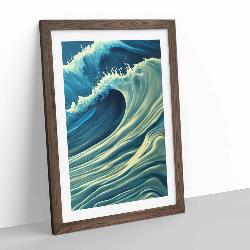 Ocean Wave No.1 - Wall Art, 34cm H x 25cm W x 2cm D, Walnut Framed