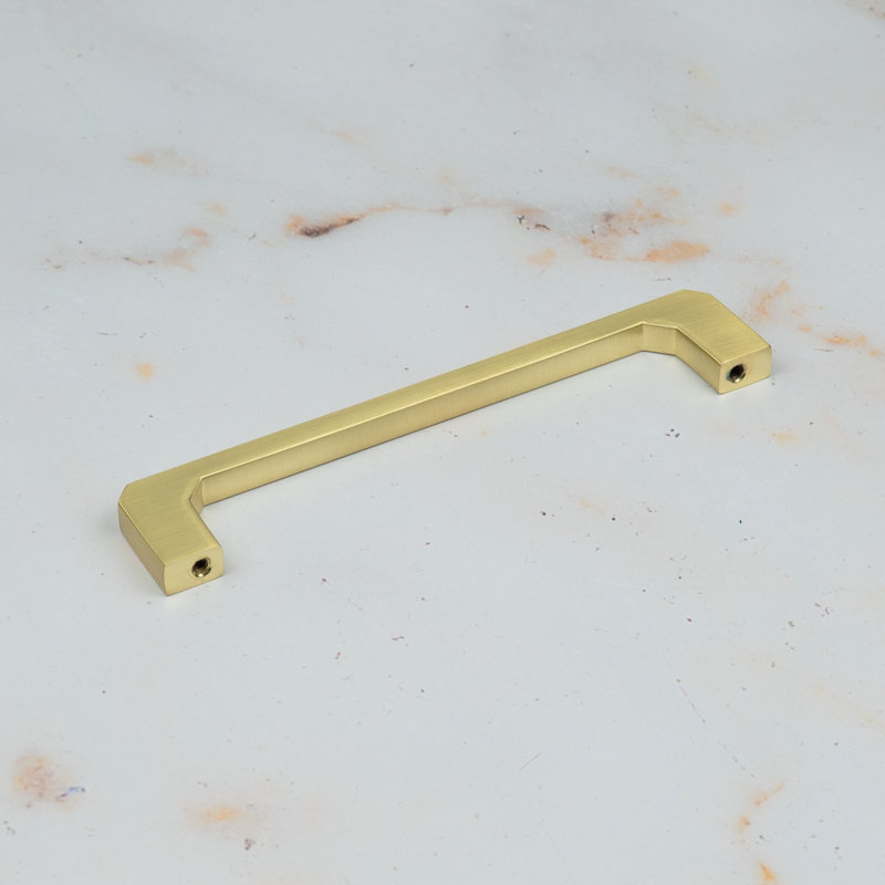 Brushed Brass Angled End D-Bar Handles, 128mm