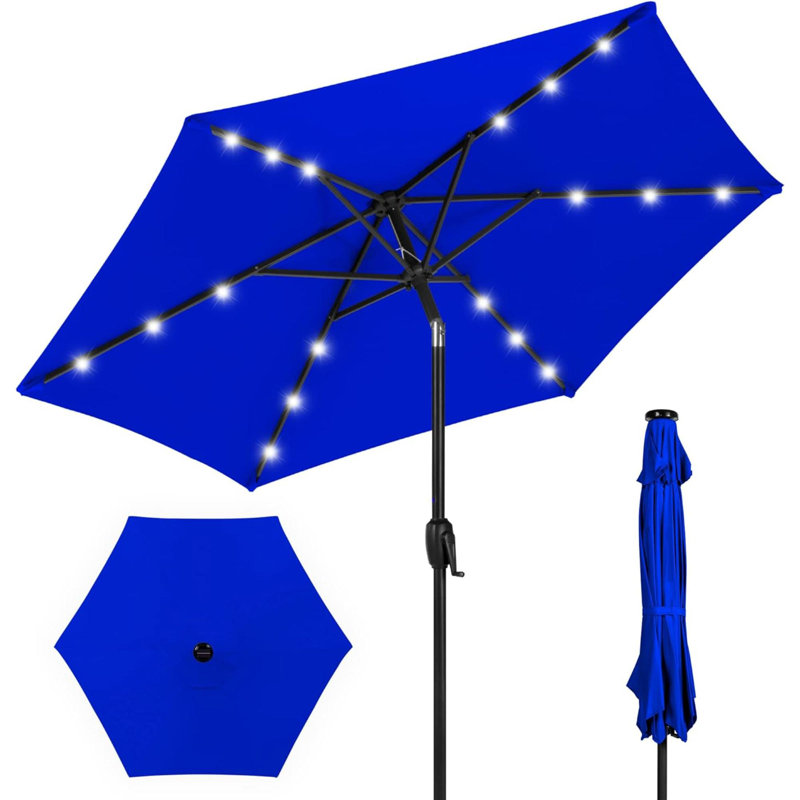 Parasol de plage illuminé avec manivelle 6 po Abdirisaq, Bleu