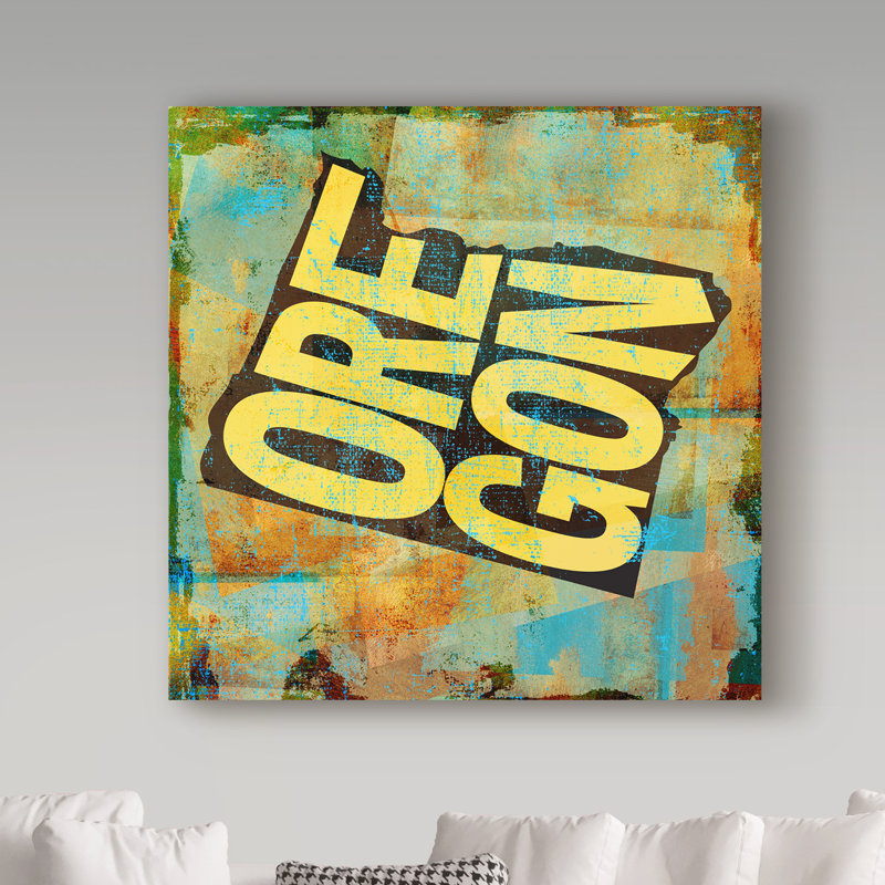 « oregon », art textuel sur toile tendue, H 24 po x l 24 po x P 2 po