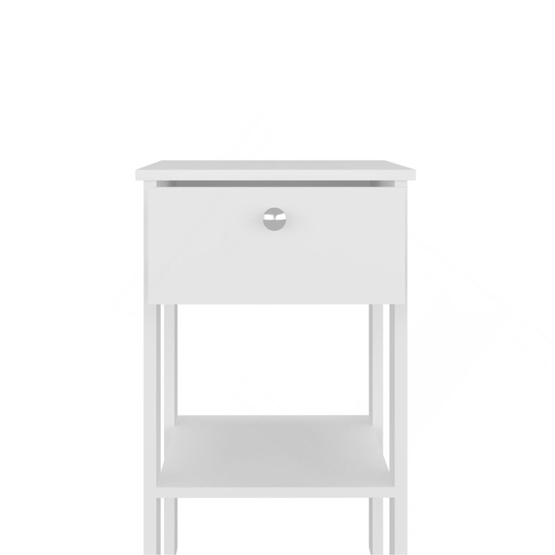 White 1-Drawer Nightstand With Open Shelf, White