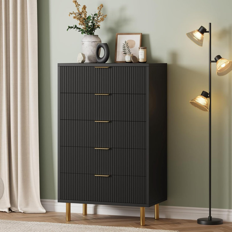 Commode 5 tiroirs Modern Modern, Noir
