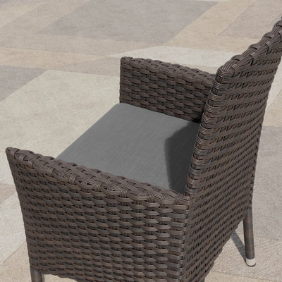 Outdoor Rattan Armchairs With Cushions And Ergonomic Patio Dining Chairs