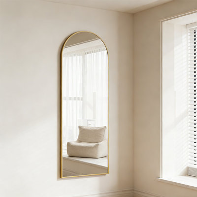 Au-dessus de la porte, miroir mural, miroir mural arqué pleine longueur avec sangle de suspension pour chambre à coucher, salon, salle de bain, vestiaires, miroir de porte pleine grandeur