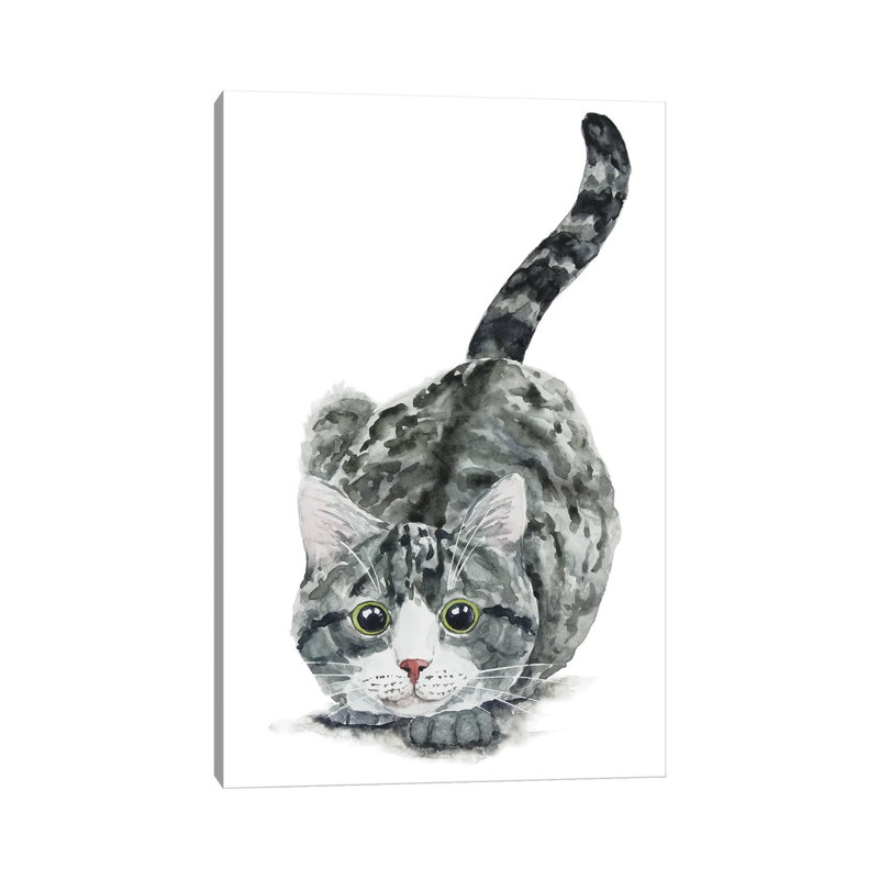 Hunting Tabby Cat 1 Piece Wrapped Canvas Wall Art, 66.04 cm H x 45.72 cm W x 3.175 cm D