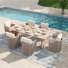Ensemble repas pour 6 personnes avec 1 table à lattes rectangulaire et 6 fauteuils