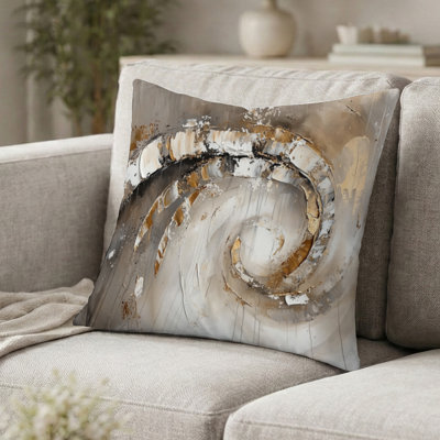 Copper Luminous Abstract Spiral Decorative Accent Pillow - Abstract Modern Printed Cushion