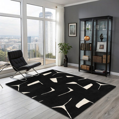 (5 pi x 7 pi) Tapis en laine touffeté à la main avec dossier en latex, tapis antidérapant