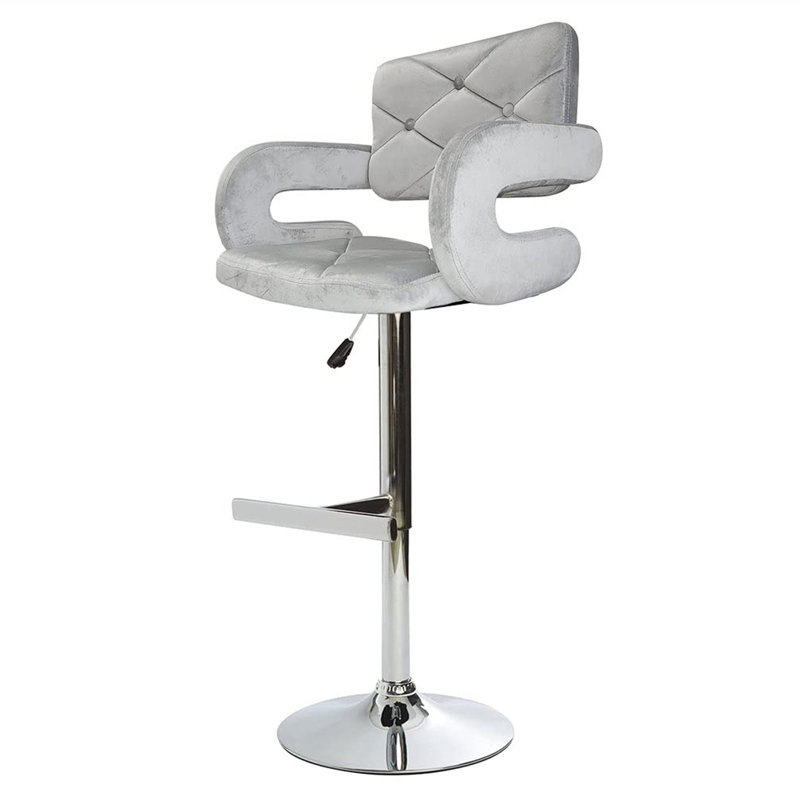 Tabouret de coiffeuse en cuirette capitonné Vera Diamond, Gris