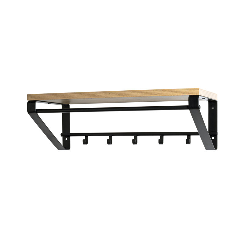 Omena Steel 5 - Hook Wall Mounted Coat Rack with Storage