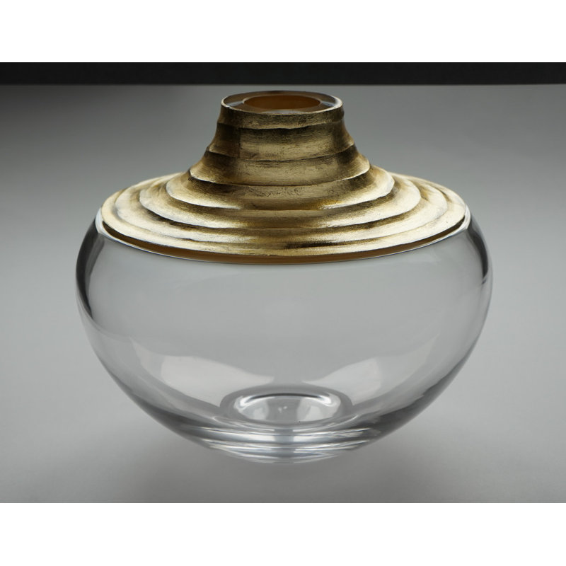 Twisted Gold Series Lead Free Crystal Vase 9" X 9" X 9" (4 lbs)