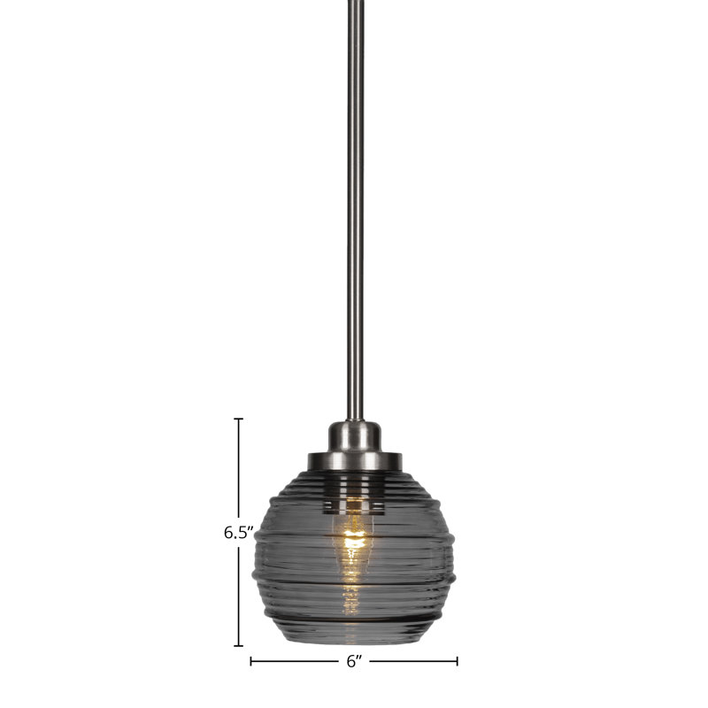 Mini-luminaire suspendu 1 lumière Odyssey, Nickel brossé, Noir