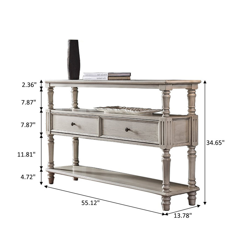 Solid Wood Rectangular Entryway Cabinet, 34.65" H x 55.12" W x 13.78" D, Gray