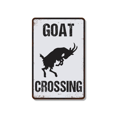 Vintage Style Goat Crossing Farm (2 Pack) 8 Inch x 12 Inch Plastic Sign