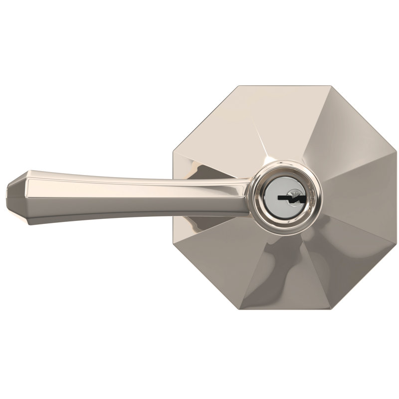 Dempsey Keyed Entry Lever with Rosewood Trim, Polished Nickel, Keyed Alike