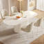 Ensemble de table de salle à manger 86,61 "ovale blanc crème avec 4 chaises pour la cuisine, le bar et le salon-2036055183-2036055179
