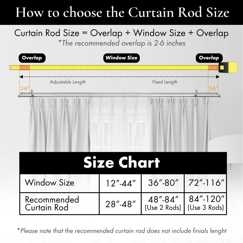 Satin Nickel Adjustable Double Curtain Rod 28" - 48"