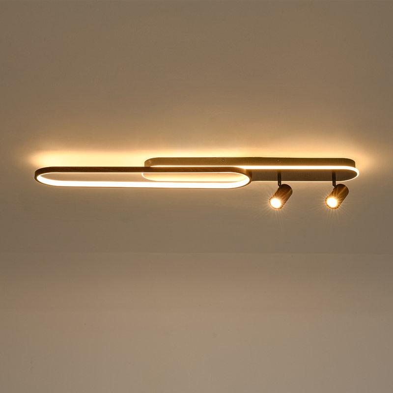 2 - Light Overlay Wood Grain Led Oval Shape Track Light With Rotating Heads