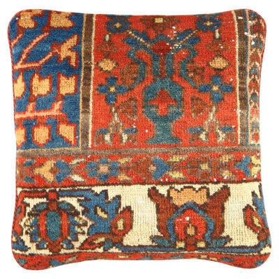 Oreiller de tapis rétro noué à la main 20 po Pasargad