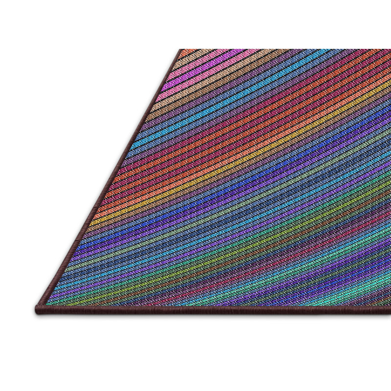 Tapis rouge/bleu/vert tissé à la machine, Rectangle 2 pi x 4 pi