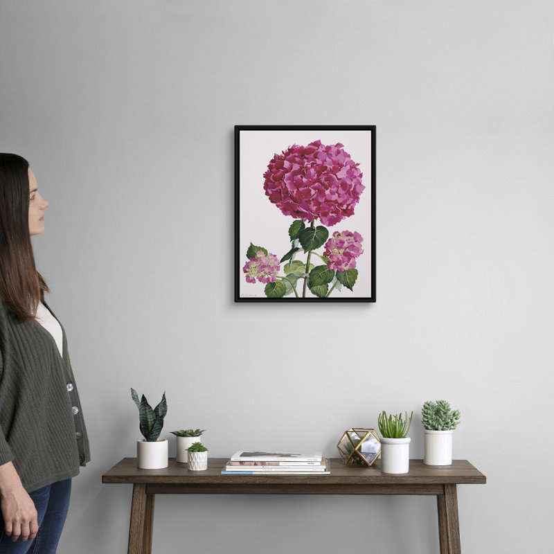 Hydrangea, art mural sur toile, H 20 po x l 16 po x P 1,75 po, Toile avec cadre noir