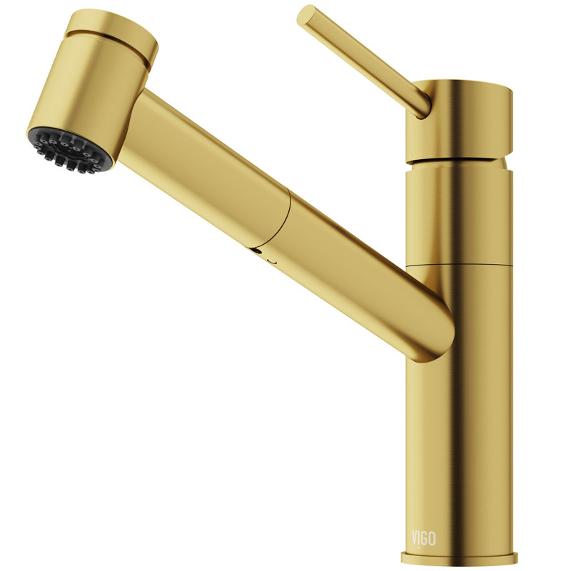 Robinet de cuisine à poignée simple Branson, Matte Brushed Gold