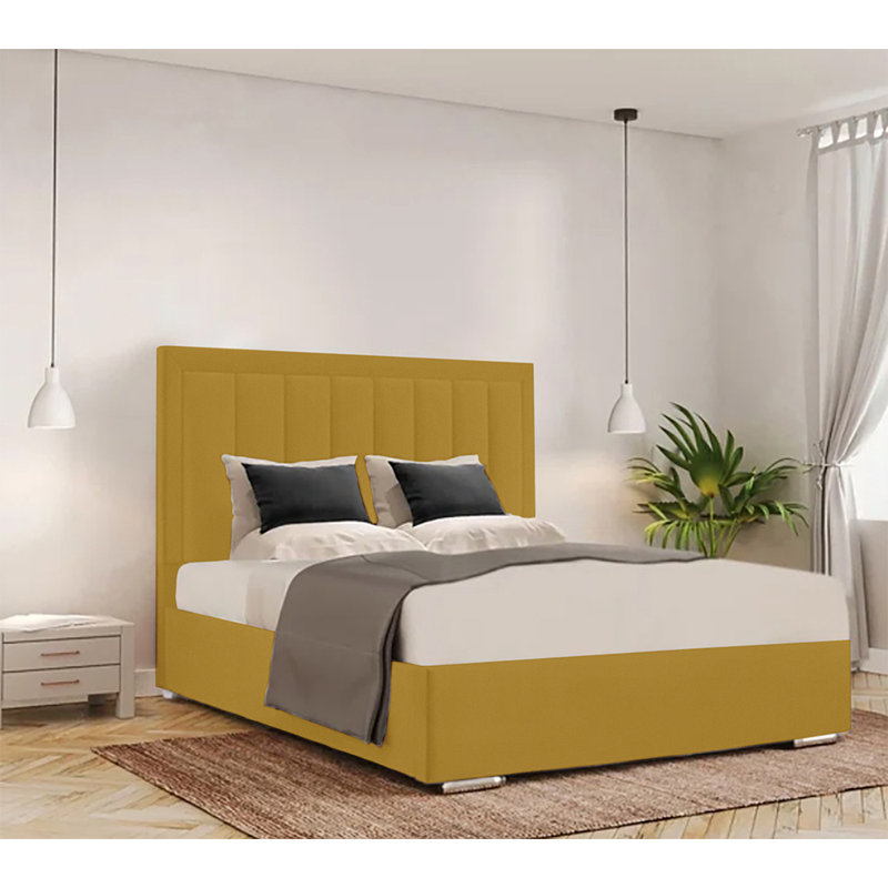 Cenka Upholstered Bed, Double (4'6), Turmeric