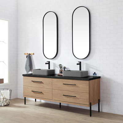 Meuble-lavabo double en chêne nord-américain Kaminski