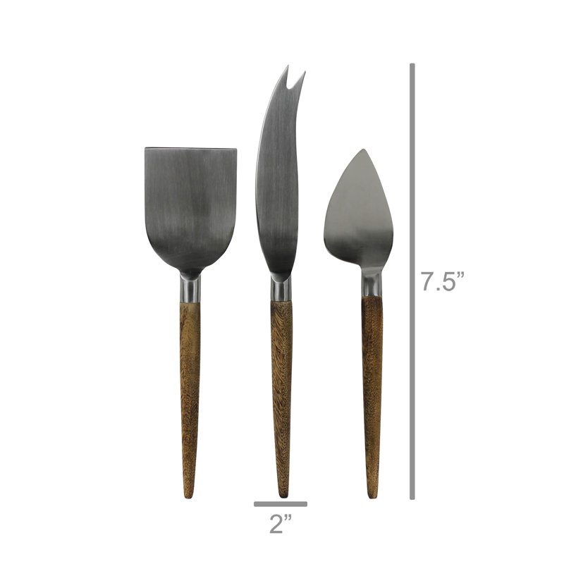 Outils à fromage - ensemble de 3, bois et acier inoxydable