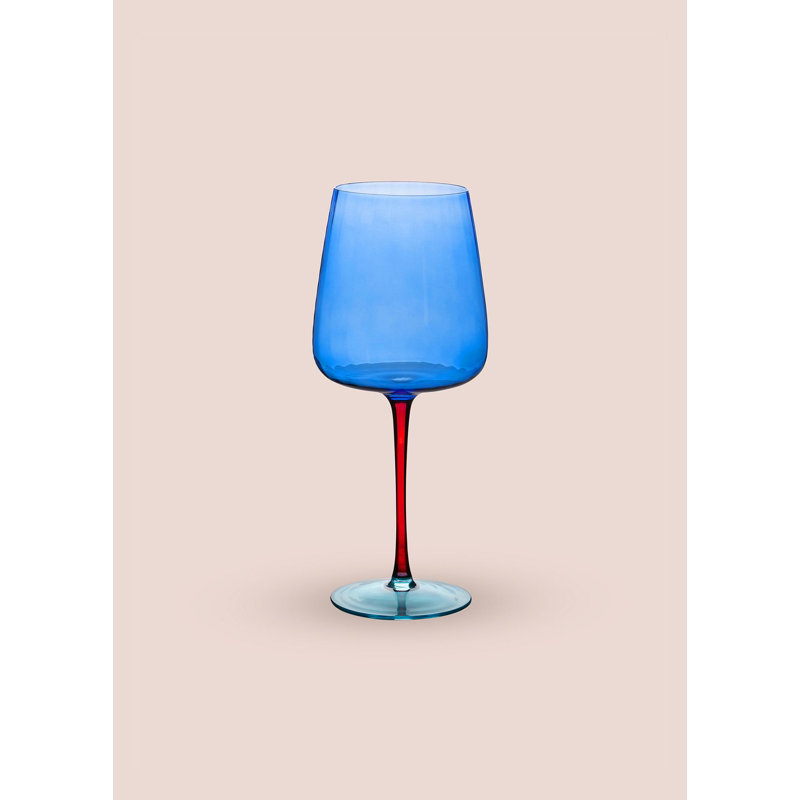 Verre à vin bleu élégant, 9 x 9 x 8,7 pouces | 100% verre, capacité de 16,9 oz liq. Va au lave-vaisselle, parfait pour recevoir et décorer la maison