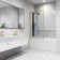 Meridian 34" W x 62" H Fixed Framed Bathtub Screen with 3/8" Glass