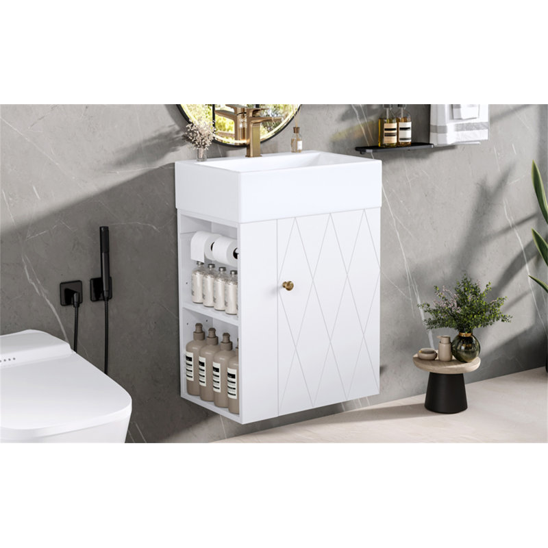 Meuble-lavabo 20 po avec lavabo en céramique, Blanc