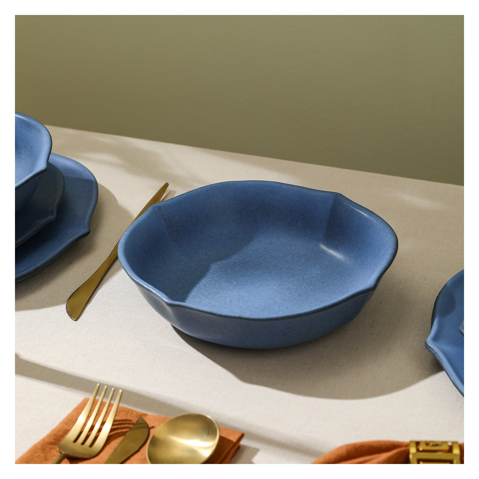 Stone Lain Baskerville 12-Piece Dinnerware Set Stoneware, Blue