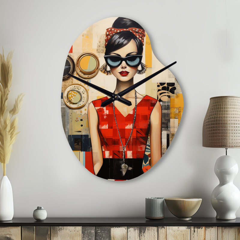 Horloge murale asymétrique Mid-Century, Grand