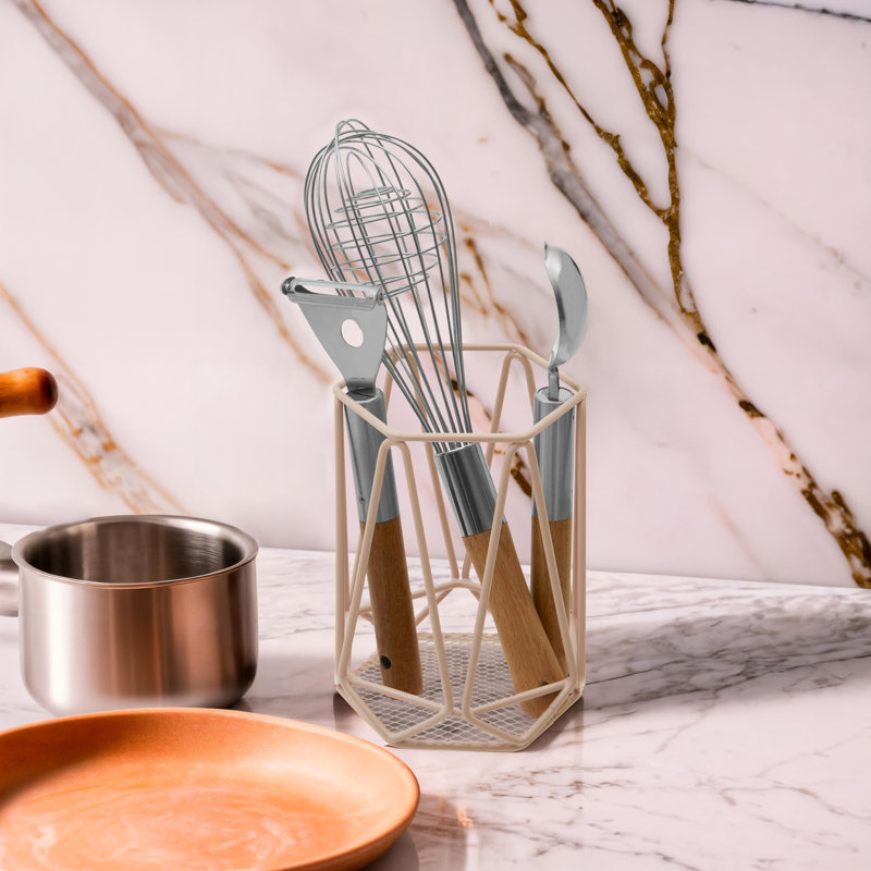 Stainless Steel Utensil Crock, Pink