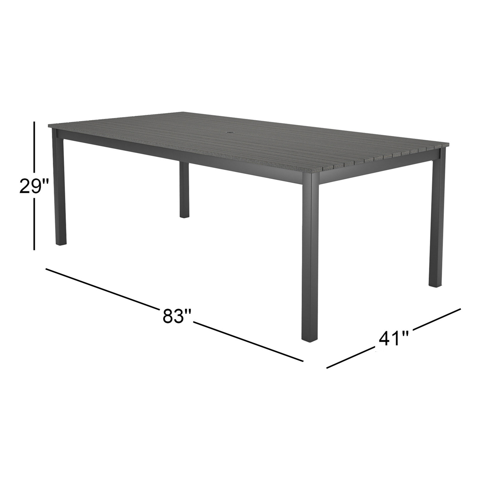 Townsend Patio Dining Table, 41" W x 83" L x 29" H, Gray