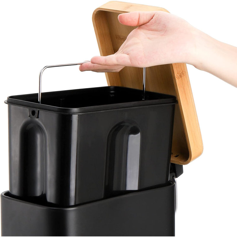 Black 1.3 Gallon Plastic Pedal Trash Can with Soft Close Lid