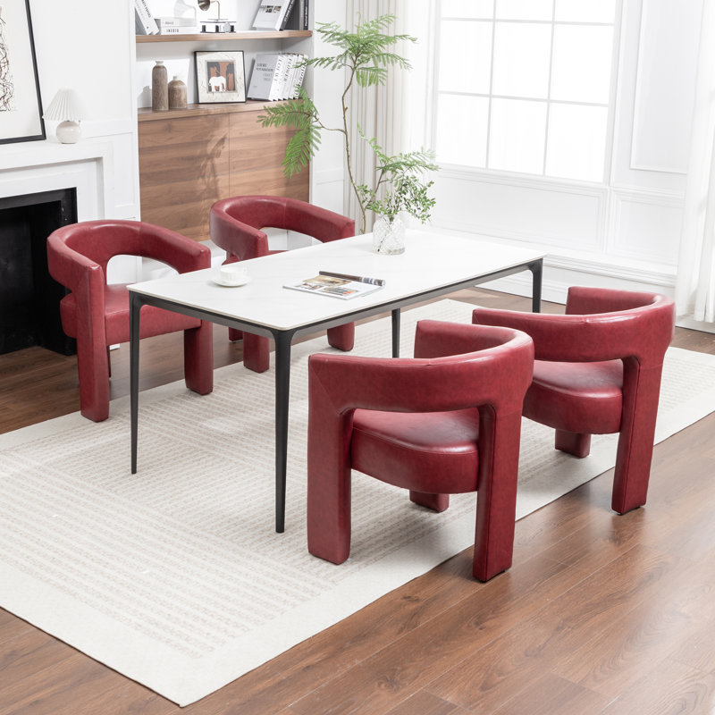 Chaises de salle à manger rembourrées Caleb, Rouge