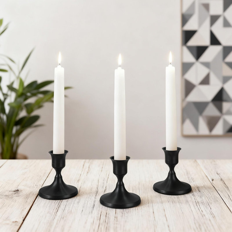Porte-bougies vintage en métal pour ensemble de table et de cheminée, ensemble de 6, Noir