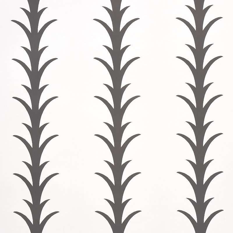Papier peint à rayures Acanthus, Carbone/Ivoire