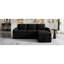 En forme de L avec beaucoup de rangement et de ports, porte-gobelets et lit convertible, rangement pour lit modulaire noir, chargeurs, moderne-696427024