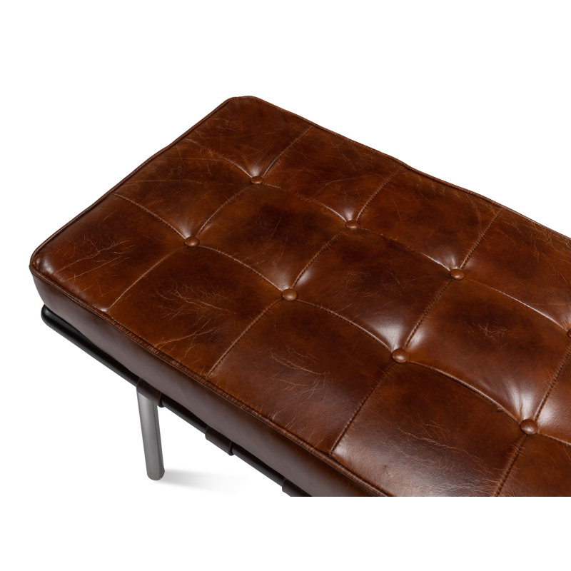 Prince Albert Leather Bench, Brown