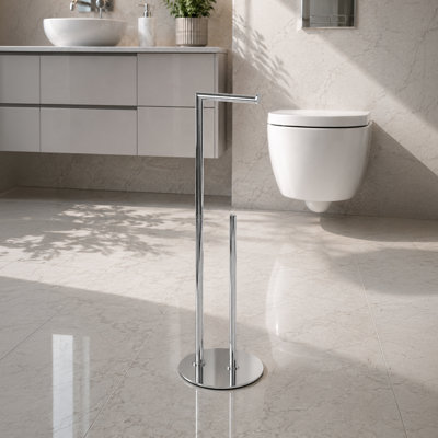 Bhavisha Chrome & Spare Combo Free Standing Toilet Roll Holder