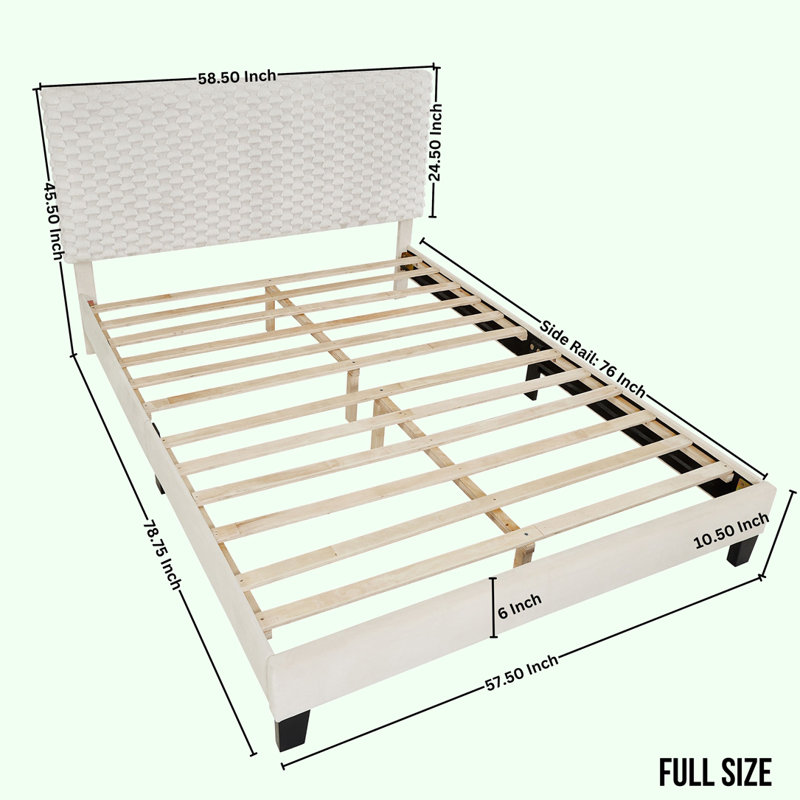 Plush 3D Upholstered Bed with Two Nightstands, Full