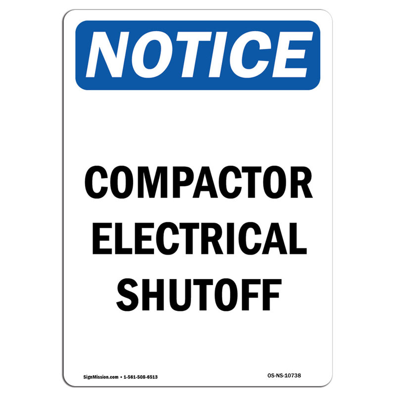 Osha avis - panneau d'arrêt pour compacteur électrique, H 24 po x l 18 po x P 0,1 po