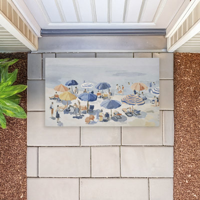  Tapis de porte rembourré à séchage rapide antidérapant Summertime Beach Fun, 18 po x 30 po
