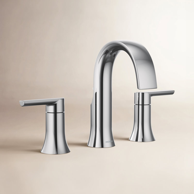 Moen Doux Two-Handle Widespread Bathroom Faucet Trim Kit, Valve Required, Chrome